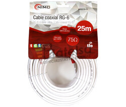 Rollo de cable coaxial de antena blanco, 25m