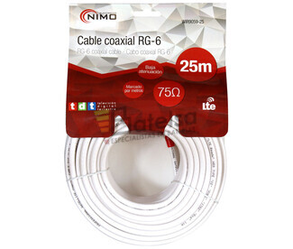 Rollo de cable coaxial de antena blanco, 25m