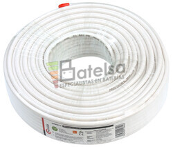 Rollo de cable coaxial de antena blanco, 50m