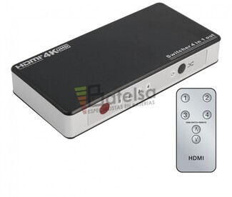 Switch HDMI 4 Entradas 1 Salida, con telemando