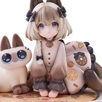 Estatua Decorated Life Collection Tea Time Cats x Siamese Cat Azuki-san Friendship Collaboration Exclusive Set 18 cm