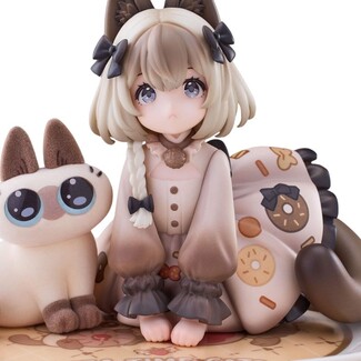 Estatua Decorated Life Collection Tea Time Cats x Siamese Cat Azuki-san Friendship Collaboration Exclusive Set 18 cm