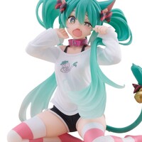 Estatua Hatsune Miku Desktop Cute Figure Hatsune Miku Cat Ear T-Shirt Ver. 13 cm