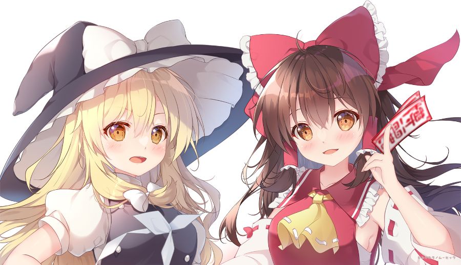 Precioso Fanart de Reimu Hakurei y Marisa Kirisame, personajes de Touhou Project