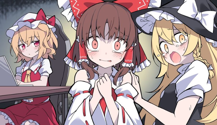 Reimu, Marisa y Flandre en una ilustracin popular de Touhou Project